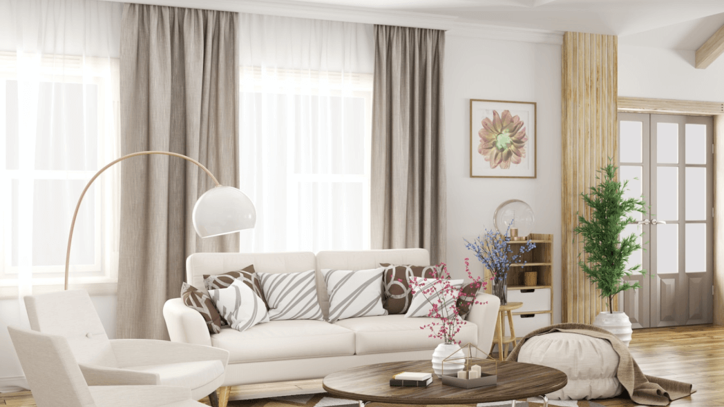 Scandinavian living room curtains, Nordic living room fabrics, home legend