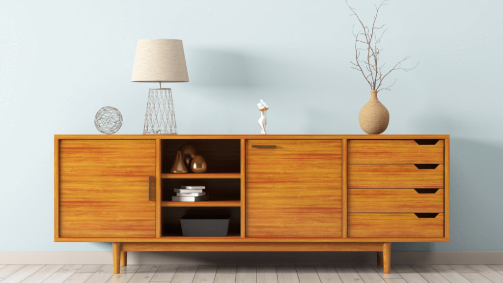 Comfortable Scandinavian style bedroom, Nordic furniture, home legend