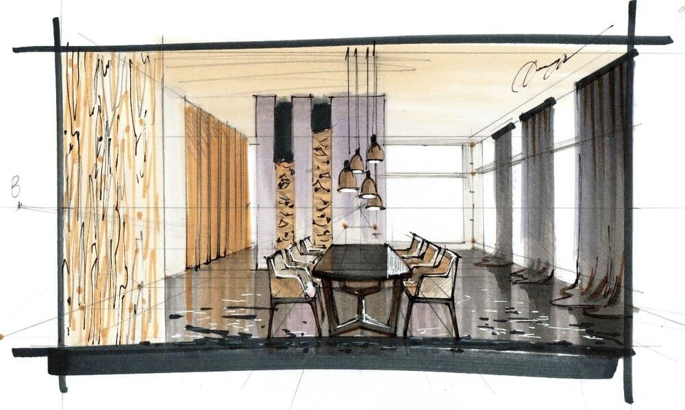 Sketch Portfolio Interior Design, Interior Design Projects, Legend of House